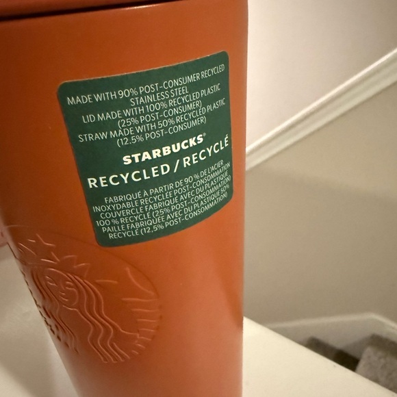 Starbucks 2024 Terracotta Recycled Stainless Steel Triangle Tumbler 24oz - Picture 3 of 8